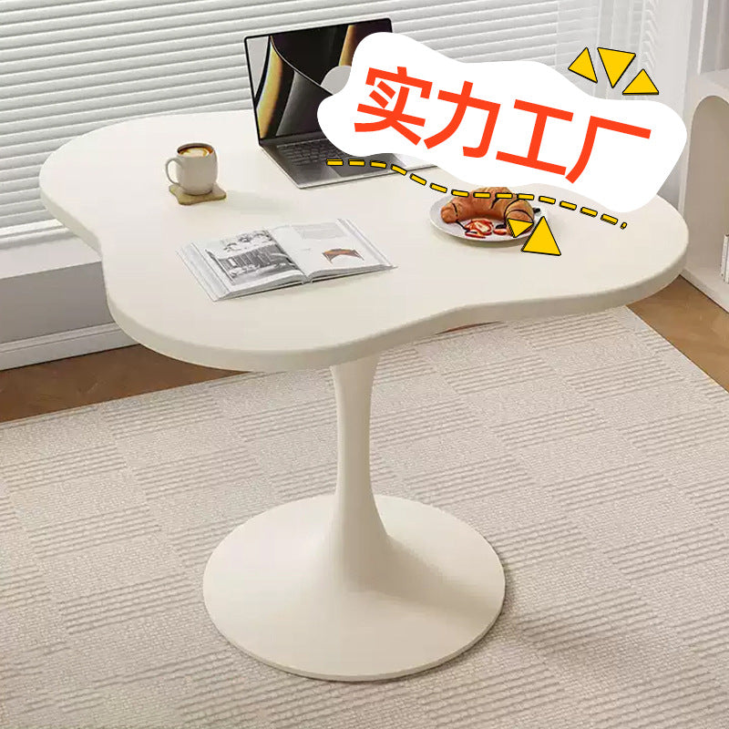 White Round Coffee Table with Acrylic Folding Chairs - Modern Small Dining Table for Living Room, Balcony, or Cafe