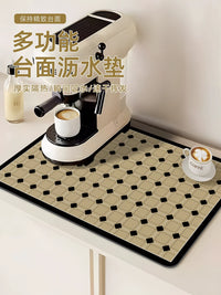 Absorbent Quick-Dry Diatomaceous Earth Kitchen Countertop Drain Mat, Simple No-Wash Anti-Scratch Wear-Resistant Coffee Bar Mat