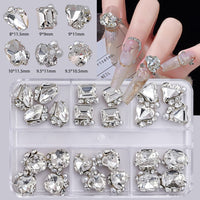 White and Champagne Nail Art Rhinestone Set for Manicure Decoration