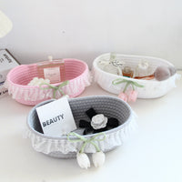 Hand-Woven Cotton Rope Storage Basket for Desktop Organization