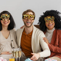 Birthday Age Novelty Glasses Photo Booth Props - Black and Gold Paper Eyeglasses for Party Decoration