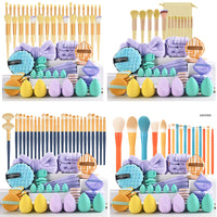 80-Piece Dopamine Rainbow Makeup Tool Set with Colorful Cosmetic Bag and Brush Kit