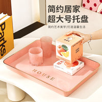 Rectangular Plastic Serving Tray for Teacups and Drink Glasses, Home Living Room Desktop Organizer