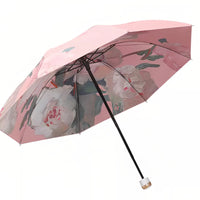 Dual-Layer UV Protection Folding Umbrella with Black Glue Coating for Sun and Rain