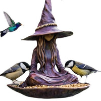 Outdoor Garden Hanging Witch Bird Feeder Resin Craft Decoration