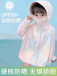 Kids' Ice Silk Sun Protection Hoodie for Girls - Lightweight Summer Cooling Cape