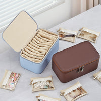 Korean Style Zippered Jewelry Box with 12 Compartment Pouches for Earrings, Rings, and Necklaces
