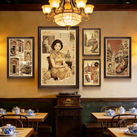 Vintage Shanghai Cheongsam Girl Wall Art for Restaurants and Home Decor