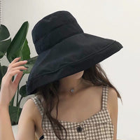 Women's Peach Skin Fabric Fisherman Hat Wide Brim Foldable Sun Protection Bucket Hat for Outdoor Beach