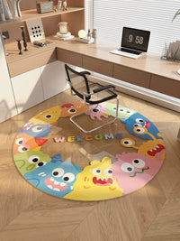 Dopamine Round PVC Floor Mat for Kids' Study Area, Waterproof & Oil-Proof Chair Mat