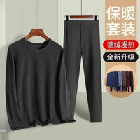 Men's Thermal Underwear Set Thin Double-Sided De Velvet Base Layer for Autumn/Winter