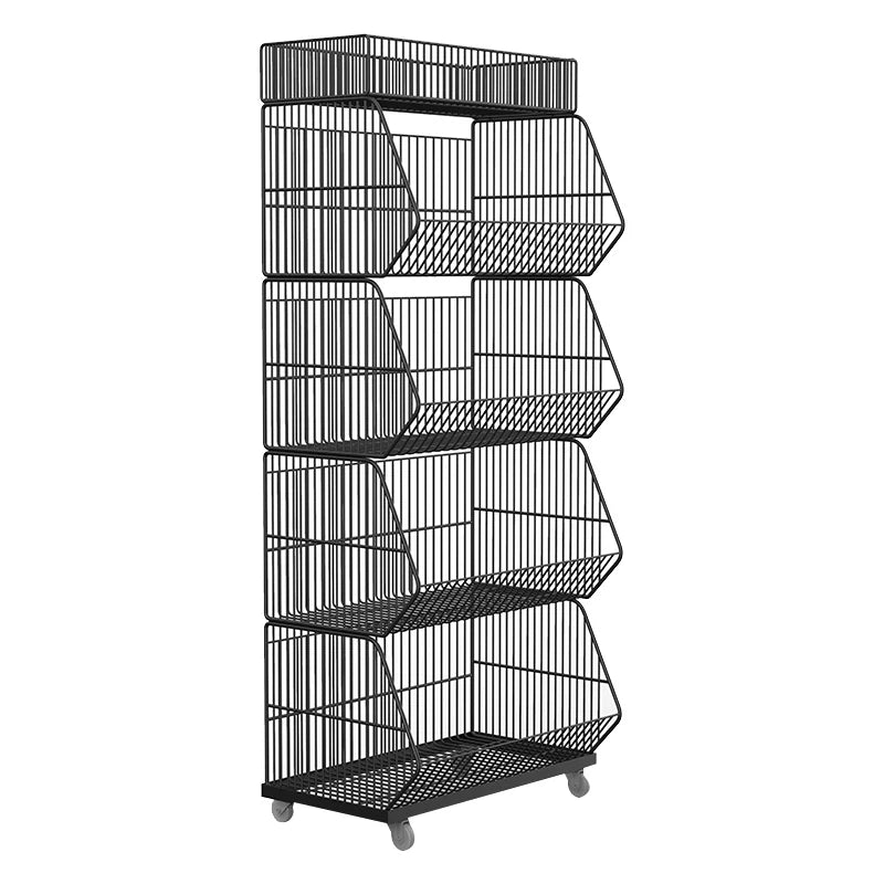 Multi-Tier Retail Display Rack with Slanted Baskets for Snacks and Promotions