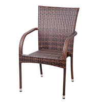 Outdoor Wicker Patio Dining Set with Table and Chairs for Balcony Garden Cafe