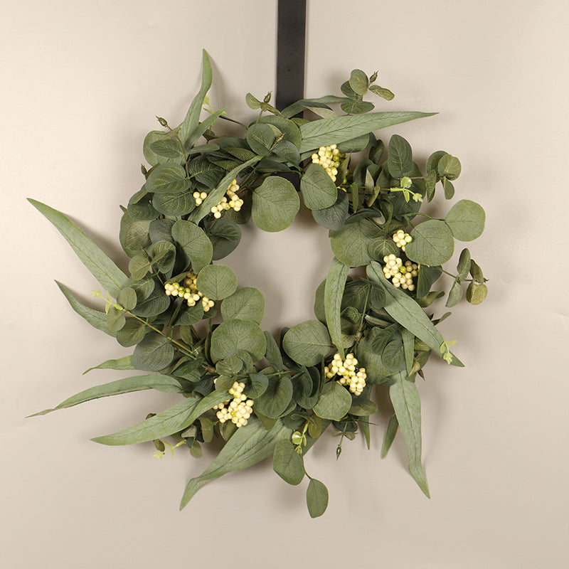 Artificial Eucalyptus Garland with Berries, Green Willow Leaf Design for Home Decor and Holiday Farmhouse Wall Hanging
