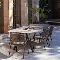 Outdoor Patio Wicker Dining Set with Rock Slab Table and Chairs, Weather-Resistant for Garden, Balcony, and Villa