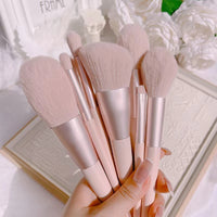 11-Piece Pink Makeup Brush Set for Beginners with Eyeshadow Brushes