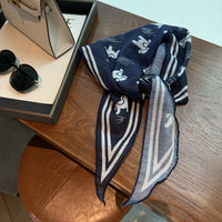 Korean Style Triangle Scarf for Women, Versatile Imitation Silk Printed Shawl, Decorative Neck Scarf
