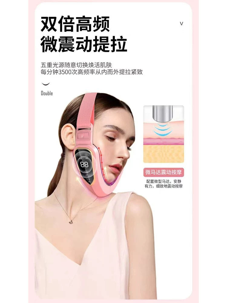 EMS Face Lifting Mask with Heat Therapy for Firming, Jawline and Double Chin Care
