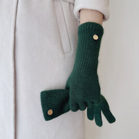 Women's Raccoon Wool Blend Fingerless Touchscreen Gloves for Winter