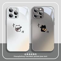 Cute Cat Gradient Glass Phone Case for iPhone 11/12/13/14/15/16 Series