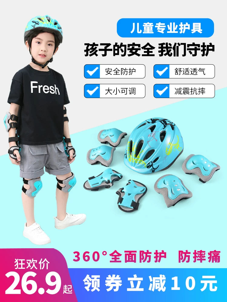 Kids' Adjustable Helmet and Protective Gear Set for Cycling, Skating, and Scooter Sports