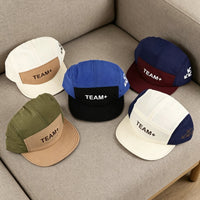 American Style Color Block Letter Print Quick Dry Lightweight Breathable Sports Cap with Rollable Brim