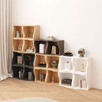 Nordic Curved Grid Bookshelf Free Combination Storage Rack Living Room Staircase Bay Window Organizer