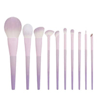 10-Piece Lilac Makeup Brush Set with Storage Bag for Powder and Eyeshadow