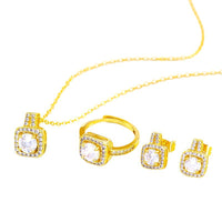 Zircon-Embellished Necklace, Earrings, and Ring Jewelry Set for Women