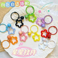 Acrylic Star Keychain Pendant with Bell for DIY Crafts and Bag Charms