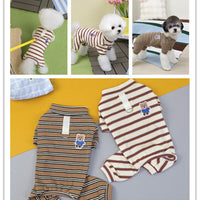 Pet Dog Cat Cotton Pajamas with Embroidered Bear for Small to Medium Breeds