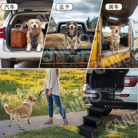 Foldable Pet Dog Car Ramp Stairs for SUV Trucks, Portable Metal Pet Ladder for Large Dogs, Easy Access for Vehicles