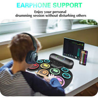 Colorful Electronic Roll-Up Drum Pad for Kids - Rhythm Practice Percussion Instrument