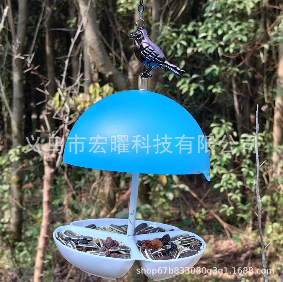 Mushroom-Shaped Hanging Wild Bird Feeder for Outdoor Garden and Yard, Rainproof Dome Design