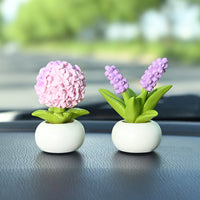 Mini Flower Pot Fairy Resin Ornament for Desk & Car Dashboard Decor