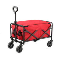 Outdoor Camping Cart with Cooler Bag - Foldable Portable Utility Wagon for Picnic, Beach, and Hauling
