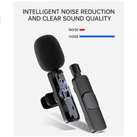 Wireless Lavalier Microphone for Live Streaming and Recording with Noise Reduction