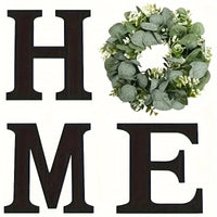 Wooden HOME Letter Wreath Wall Hanging for St. Patrick's Day Decor
