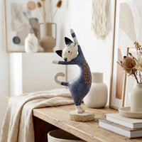 Italian Retro Cat and Reading Woman Figurines for Home Decor