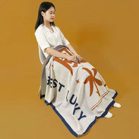 Soft Flannel Throw Blanket with Creative Text Design for Napping, Office, Sofa, and Warmth