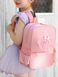 Kids Dance Backpack Ballet Bag for Girls with Dancer Print, Large Capacity