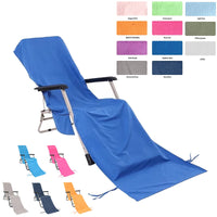 Microfiber Absorbent Quick-Dry Beach Chair Cover Towel with Side Pockets