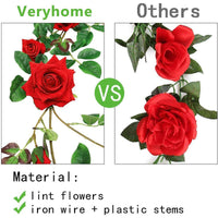 Artificial Rose Garland Vine - Faux Hanging Ivy for Wedding, Home, and Garden Decor