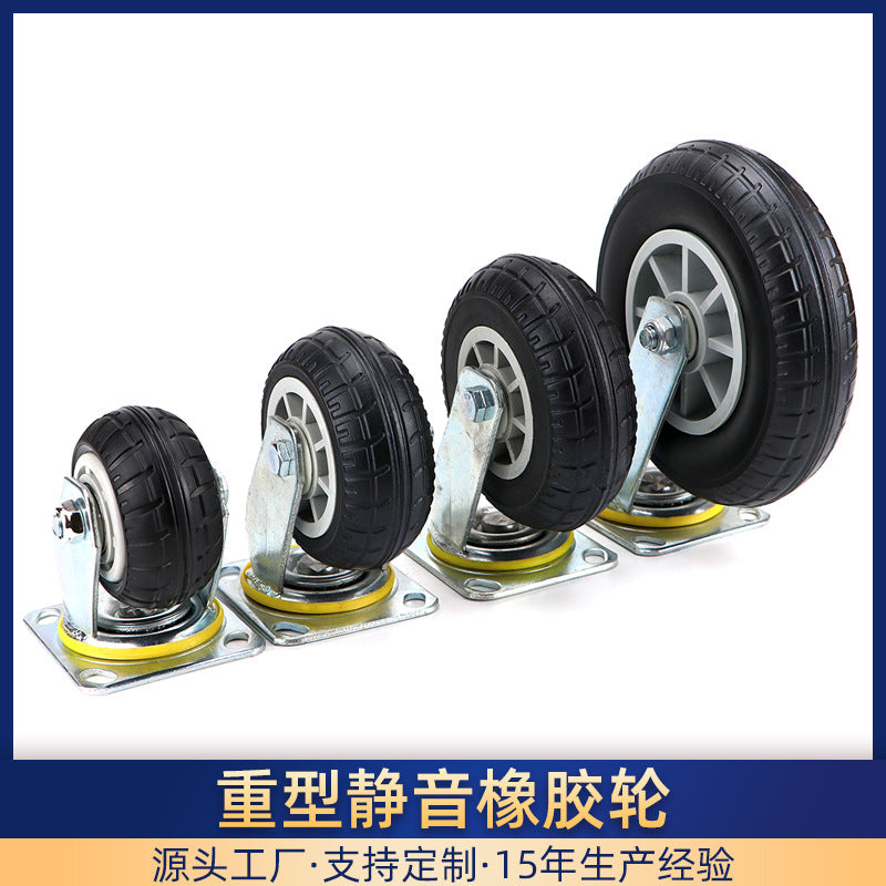Heavy Duty Swivel Caster Wheels with Solid Rubber for Carts and Trolleys, 4-8 Inch