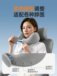 Memory Foam U-Shaped Travel Neck Pillow with Cooling Fabric and Magnetic Closure