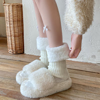 Winter Faux Fur Leg Warmers Boot Cuffs for Women, Thick Plush Socks