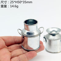 Dollhouse Miniature Metal Milk Jug Garden Decor