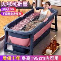 Foldable Adult Bathtub Portable Soaking Tub with Lid and Storage Rack for Full Body Bathing