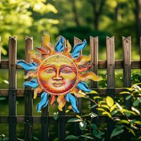 Iron Art Sun Face Wall Decor for Garden Patio Indoor Living Room