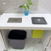Square Countertop Recessed Trash Can Set with Lid and Inner Bucket for Kitchen Bathroom